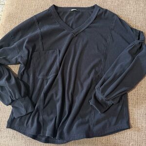 Women's Black V-Neck Top